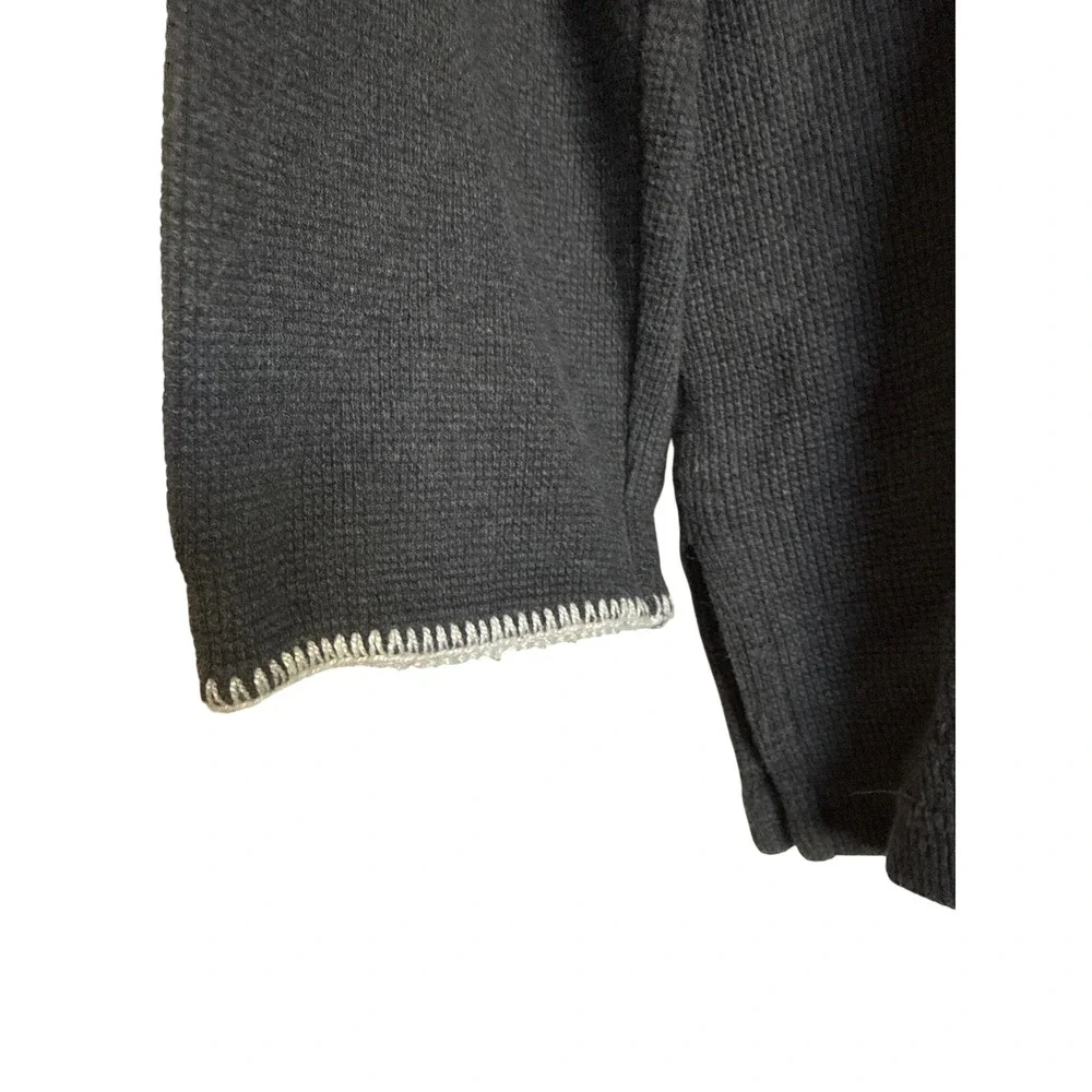 Lands End Womens Gray V Neck Long Sleeve Knit Sweater Top Size L‎ 14-16 Cotton